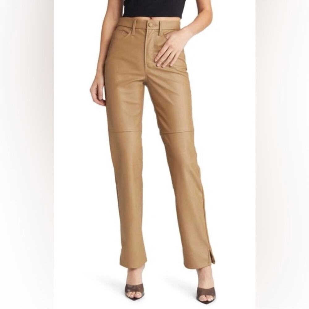 NWT Good American Women Better Than Leather Good Boy Pant Warm Caramel sz 2/26